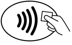 Mit diesem Symbol sind Kassenterminals gekennzeichnet, an denen mobil bezahlt werden kann.