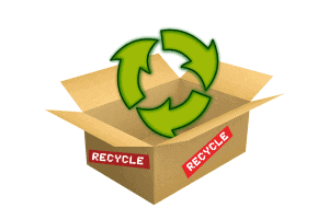 Karton mit Recycling-Zeichen