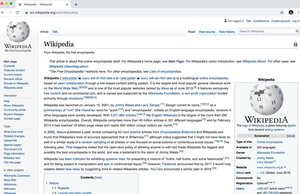 A screenshot of the Wikipedia entry for "Wikipedia"