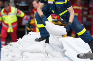 Preparing for a storm with sandbags