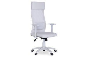 SILLÓN GIRATORIO PU BLANCO / RED TRANSPIRABLE BLANCO. DIMENSIONES:70X70X120-128 CM.