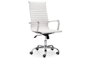 SILLÓN GIRATORIO PU BLANCO. MECANISMO BASCULANTE. REGULABLE EN ALTURA. DIMENSIONES: 64X64X106-116 CM