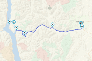 a map of the Grey Creek Pass motorcycle route