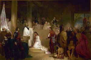 Il battesimo di Pocahontas, quadro di Chapman