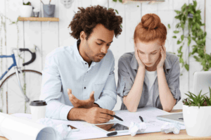 divorce and family law - Young Couple working it out