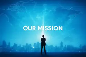 Silhouette of a professional facing a world map and skyline