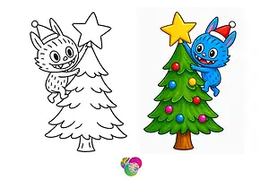 🎄Free Christmas Labubu Coloring Pages | Printable Holiday PDFs