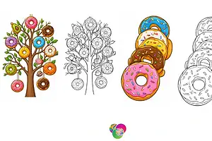 Cute Donut Coloring Page Collection to Print Free