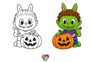 🎃 Free Labubu Halloween Coloring Pages & Printables