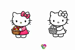 Cute Hello Kitty Thanksgiving Coloring Page For Kids