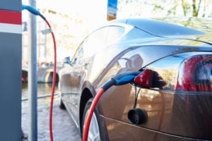 An electric car charging