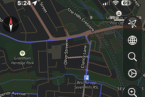 Route map showing the northern departure circuit near Blacktown Mega Centre and Bungarribee Road.