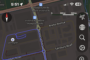 Castle Hill route map showing the commercial area loop near Victoria Avenue and Salisbury Road.