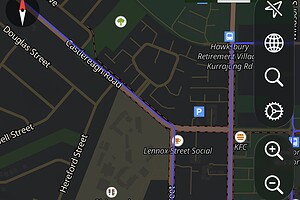 Service NSW route circuit map detailing the southern residential loop across March Street, Moray Street, and Teviot Street.