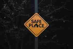 A yellow Safe Place sign, reflecting the welcoming environment offered by a trauma therapist near me.