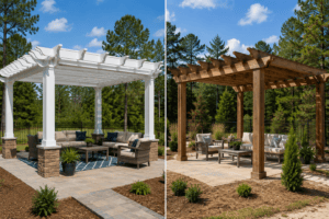 Vinyl vs. Wood Pergola Which Holds Up Better in the NC Sandhills - GreyFox Outdoor