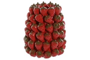 JARRÓN GRES FRESAS ROJO. DIMENSIONES: 24X24X28,5