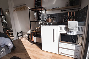 Elfin kitchen solution in floating pod concept