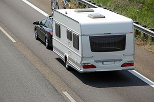A caravan being towed