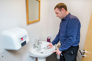 Man testing for legionella