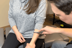 Myofascial Release of woman in chiropractic office in Vancouver WA