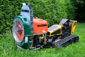 McConnel already produces an air-blast sprayer for fitting to the Robocut. - Photo: McConnel