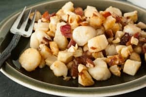 scallops with bacon and celery root