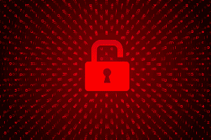 red breached digital lock