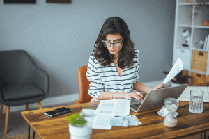 woman making calculations
