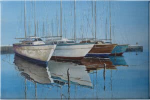 Boats In The Harbor - Unframed Canvas Unframed Canvas