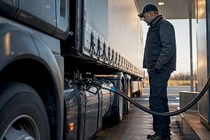 Betankung eines Transport-Lkw mit HVO-Diesel
