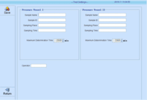 Software Interface of  TT-OSGT Automatic Oxidation Stability Gas Tester (Induction Period Method)