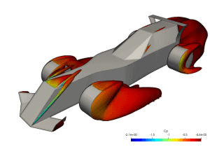 F1 in Schools, winning design run through a CFD simulation