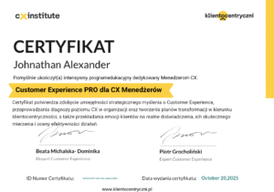Certyfikat CX Managera