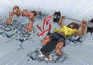 a picture showing a guy doing push ups and another doing a chest press