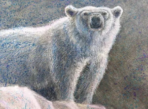 Polar Bear Artwork Grey Stormy background