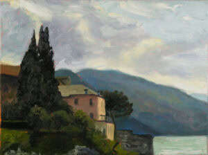 Lake Como Landscape original Italy landscape oil painting by Andrea Bocedi, 30 x 40 cm