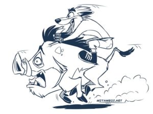 Crash Bandicoot riding a hog.