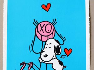 Lot #HB29-058 – Andre Saraiva Mr. A Loves Snoopy Blue Silk Print Limited Edition Andre Saraiva Andre Saraiva