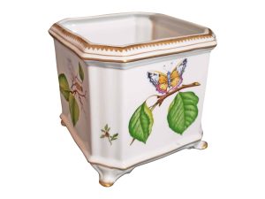 Lot #14689 – Anna Weatherley Floral Butterfly Cache Pot Hand Painted in Hungary Art Anna Weatherley