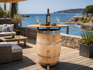 table haute mange debout barrique