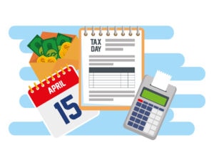 business service tax with dataphone and calendar