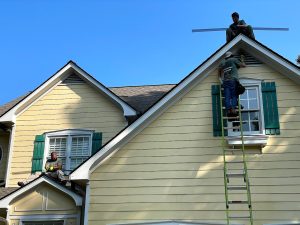 Bat-proofing a gable vent on a Clayton, NC home.