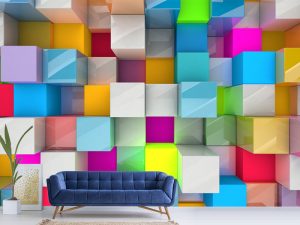 3D foto tapeta – Geometrijski 3D paneli – varijanta 36