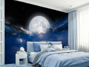 Foto tapeta za spavaću sobu – Mesec i zvezde – varijanta 10