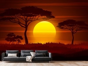Foto tapeta – Šuma u zalasku sunca – varijanta 3