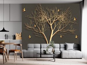 3D foto tapeta – Zlatno drvo – varijanta 2