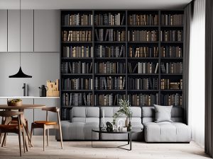 3D foto tapeta – Biblioteka sa knjigama – varijanta 3
