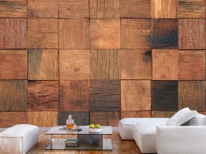 3D foto tapeta – Drvena geometrija