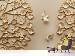 3D foto tapeta – Cvetovi od papira – varijanta 2